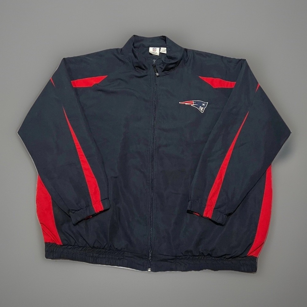 NFL Team Apparel Mens Navy New England Patriots Windbreaker Jacket Full Zip 4XL